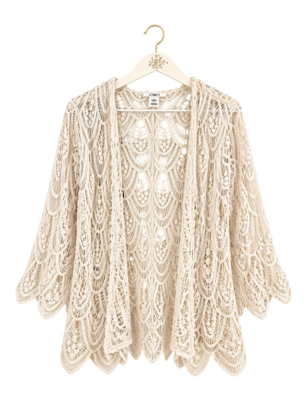 Open Knit Festival Hippie Overlay Boho Crochet Open Knit Cardigan Small Cream